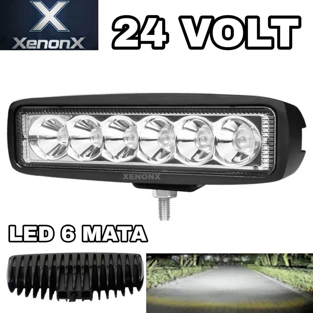 Lampu Tembak LED 6 Mata 24 Volt Bus Truk Canter Tronton Bar Cree Sorot Motor Mobil Worklight Lurus T