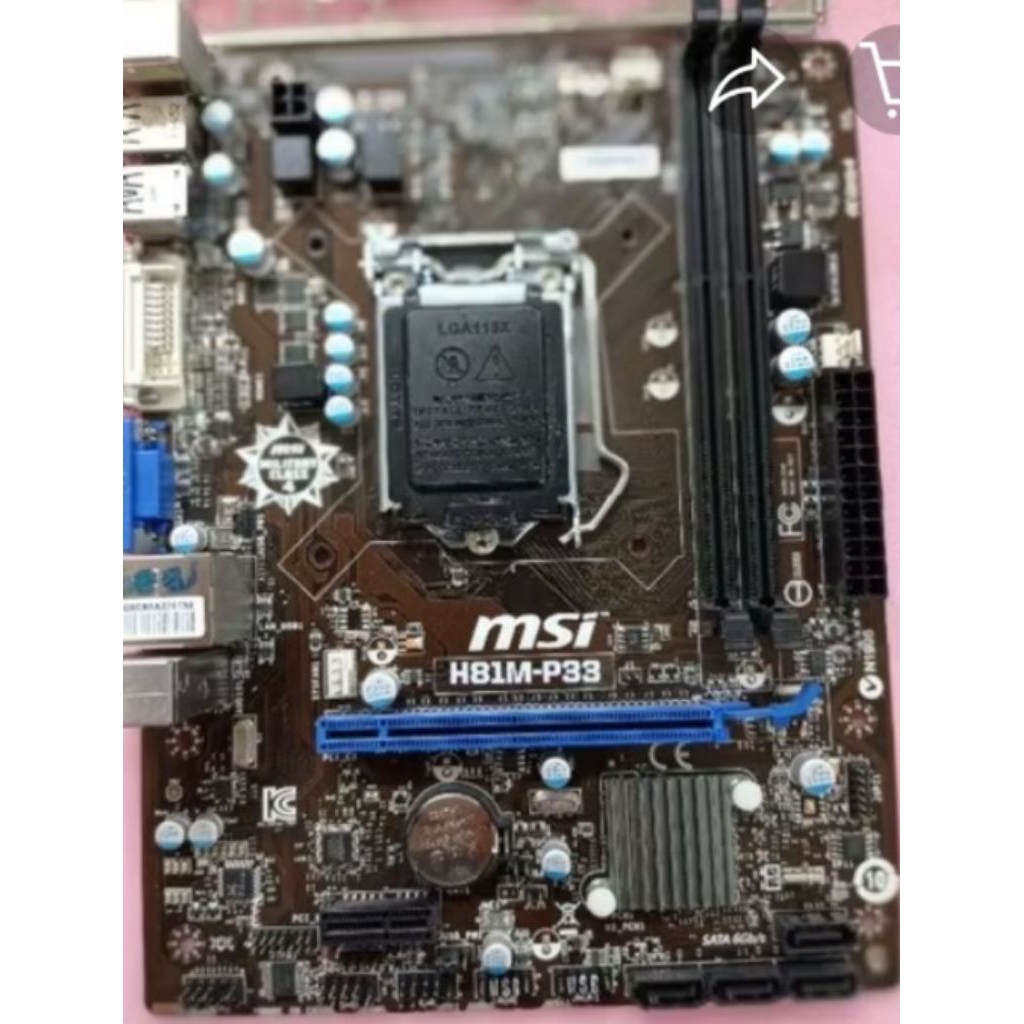 Mainboard h81 p33 MSI plus processor core i3 4150 gen 4