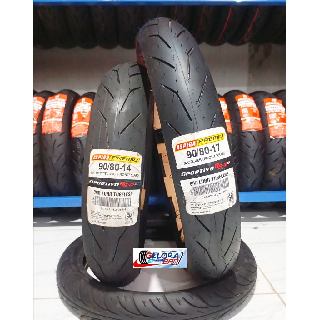 Ban tubeless Aspira Premio Rs01 90/80-14 90/80-17 Ban Soft Compound Ban donat Ban matic 90/80-14 ban