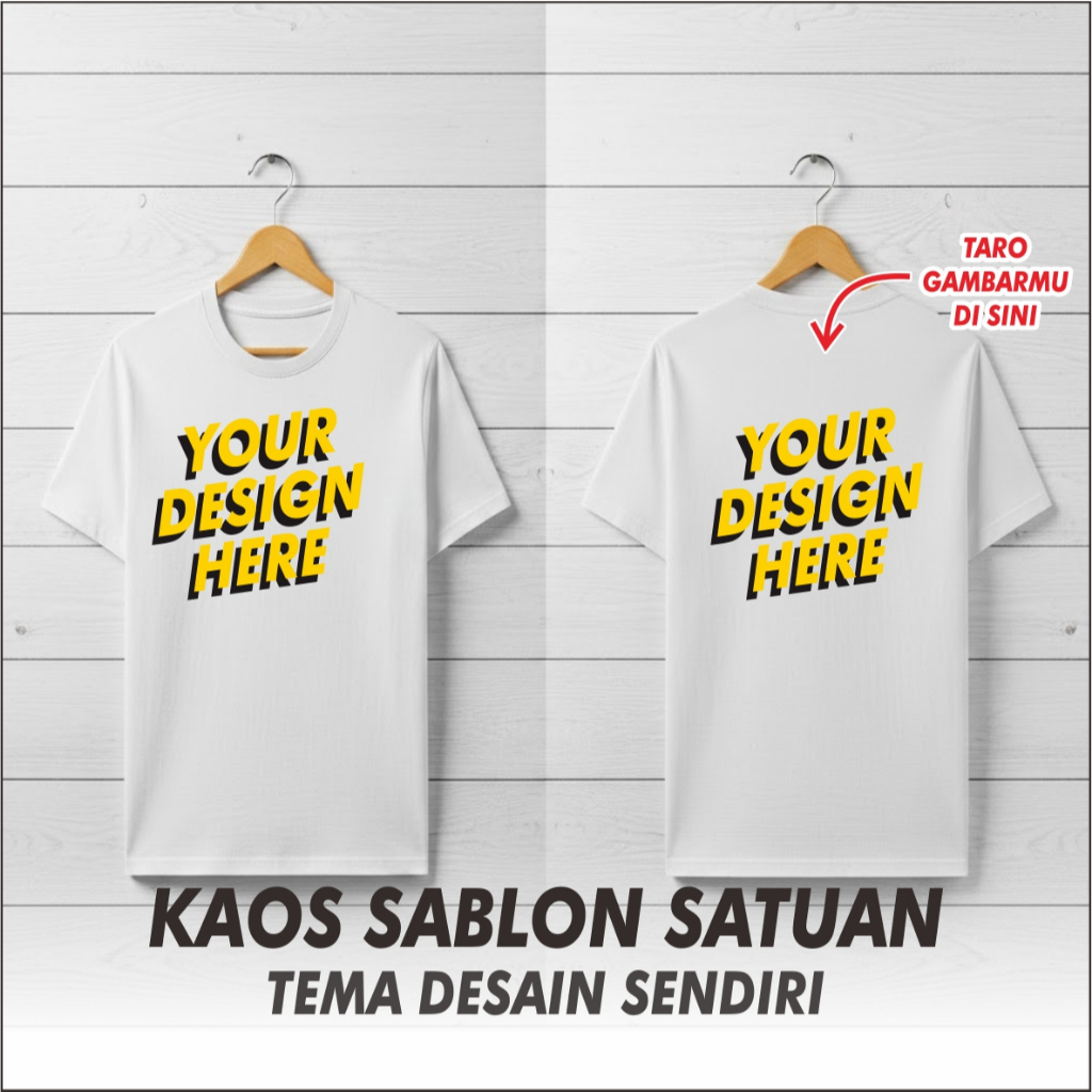 SABLON KAOS SATUAN / SABLON DTF / KAOS POLOS HITAM/ CUSTOM DESAIN