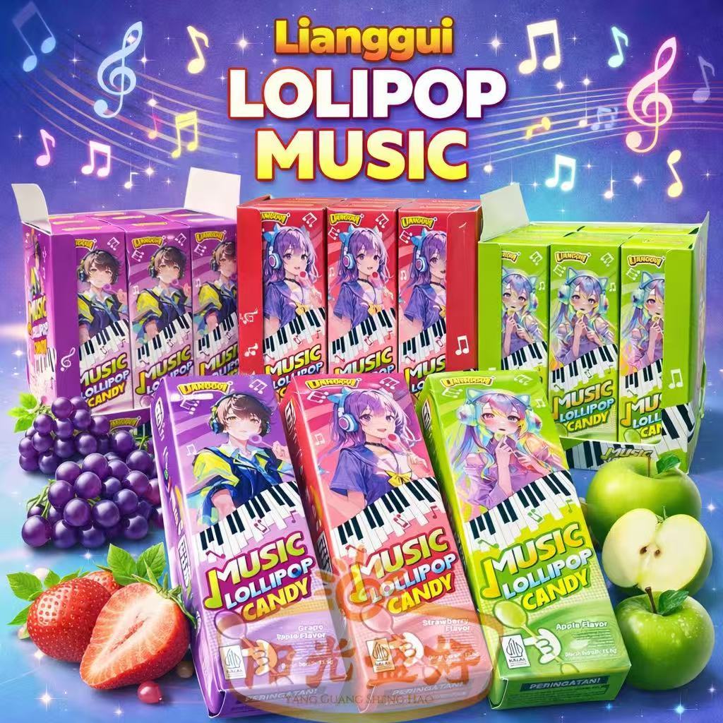 Lianggu Permen Lolipop Musik Rasa Buah Candy Musik Rasa Strawberry Apel Anggur