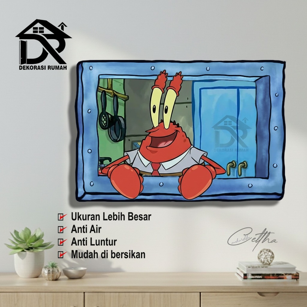 poster jendela krusty krab - stiker tembok kamar - stiker spongebob