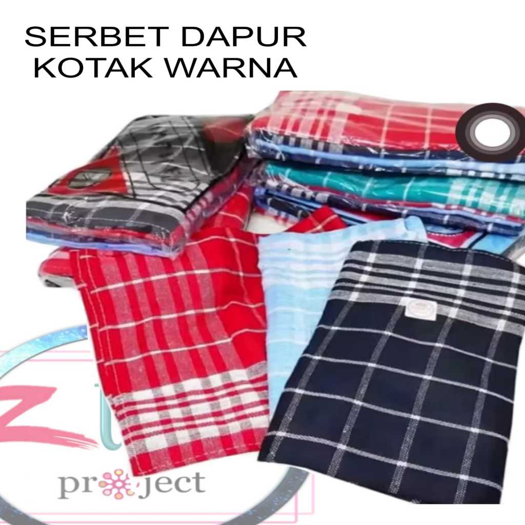 SERBET LAP DAPUR KOTAK WARNA/KAIN LAP DAPUR KOTAK WARNA