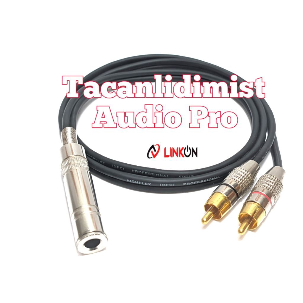 Kabel sambungan mic wireless Jack Cover Mic 6.5mm To 2 Rca 3.5mm kabel Link On Tembaga Original Kual