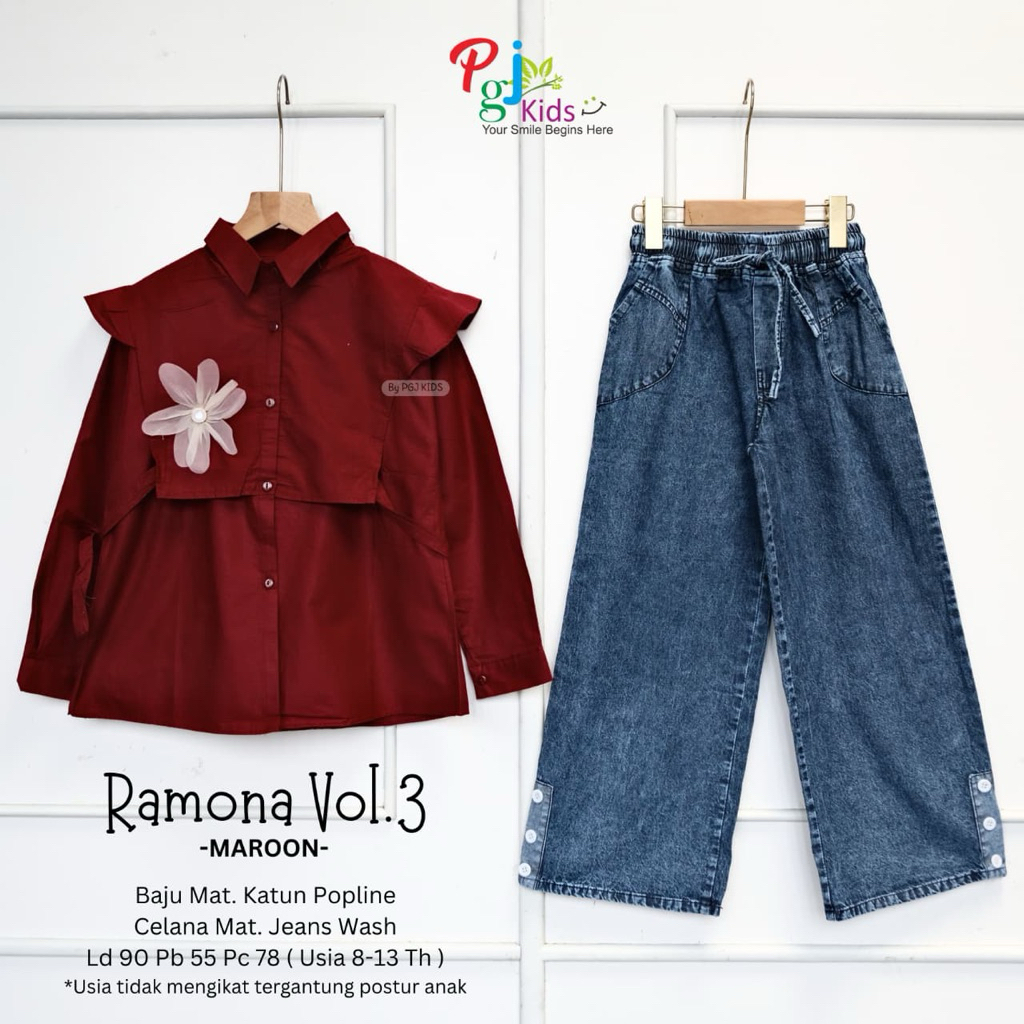 Setelan Kulot Jeans Anak Remaja Perempuan by PGJ Kids One Set Kulot Remaja Kekinian