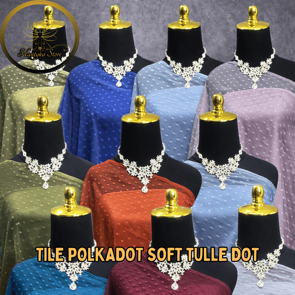 Kain Tile Dot Soft Tulle Polkadot Halus Premium Meteran Bahan Kebaya Dress & Gaun Pesta