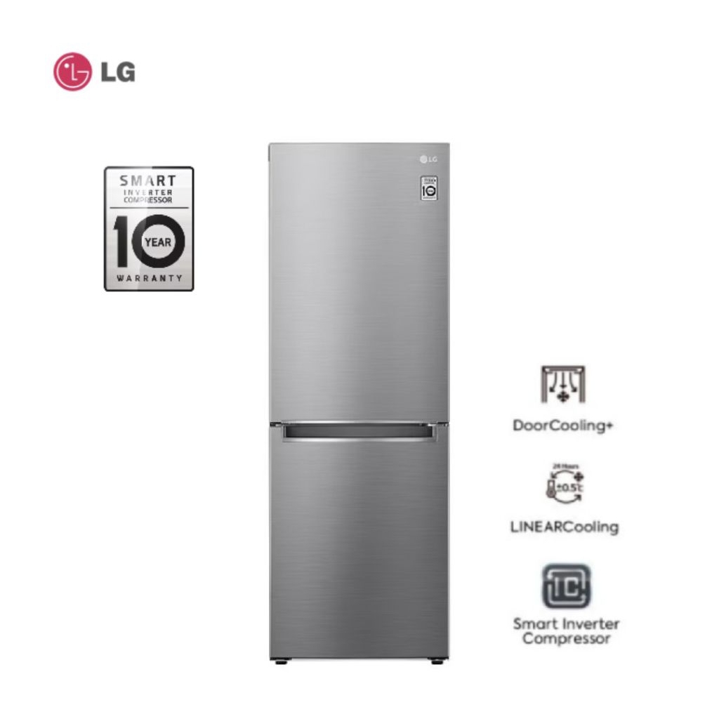 KULKAS LG 2 PINTU 305 liter EURO model freezer bawah GC-B369NLRM smart inverter garansi resmi 10 tah
