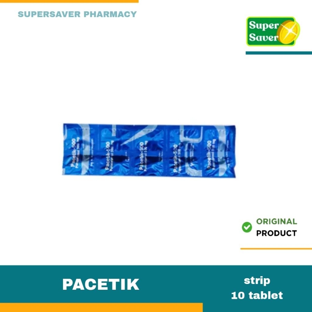 Pacetik Paracetamol Tablet 500 mg Per Strip Isi 10 Tablet