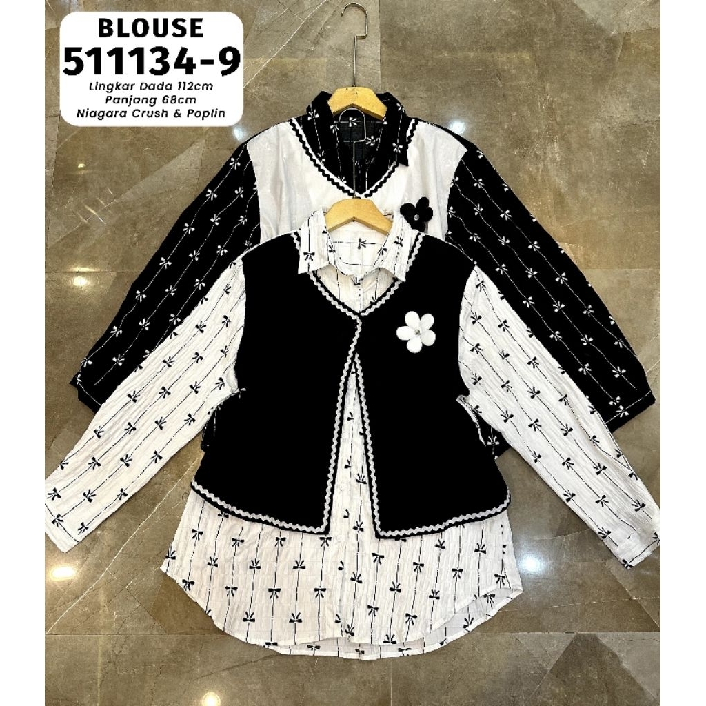 Vania Blouse Wanita / Atasan Wanita Niagara Crush Poplin Allsize