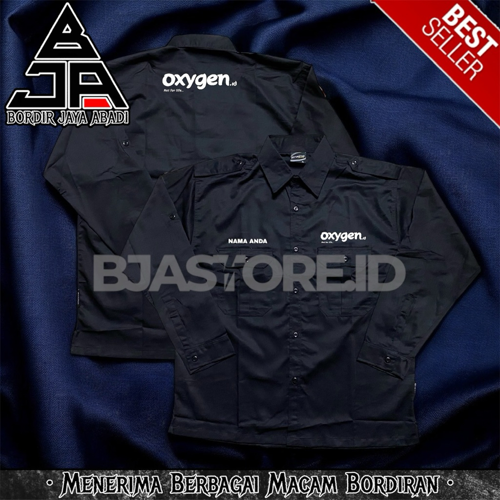 Kemeja Oxygen Bordir Nama K2 Hitam