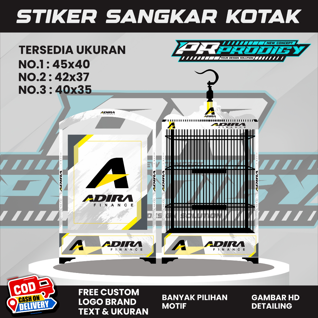 Stiker Decal Sangkar Burung / Sangkar Koper / Koper Ceper / Sangkar Kosan ADIRA FINANCE