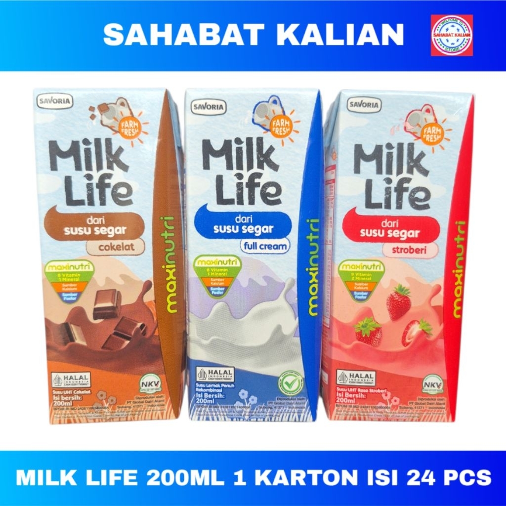 Milk Life Susu Uht 200ml 1 Karton Isi 24 Pcs