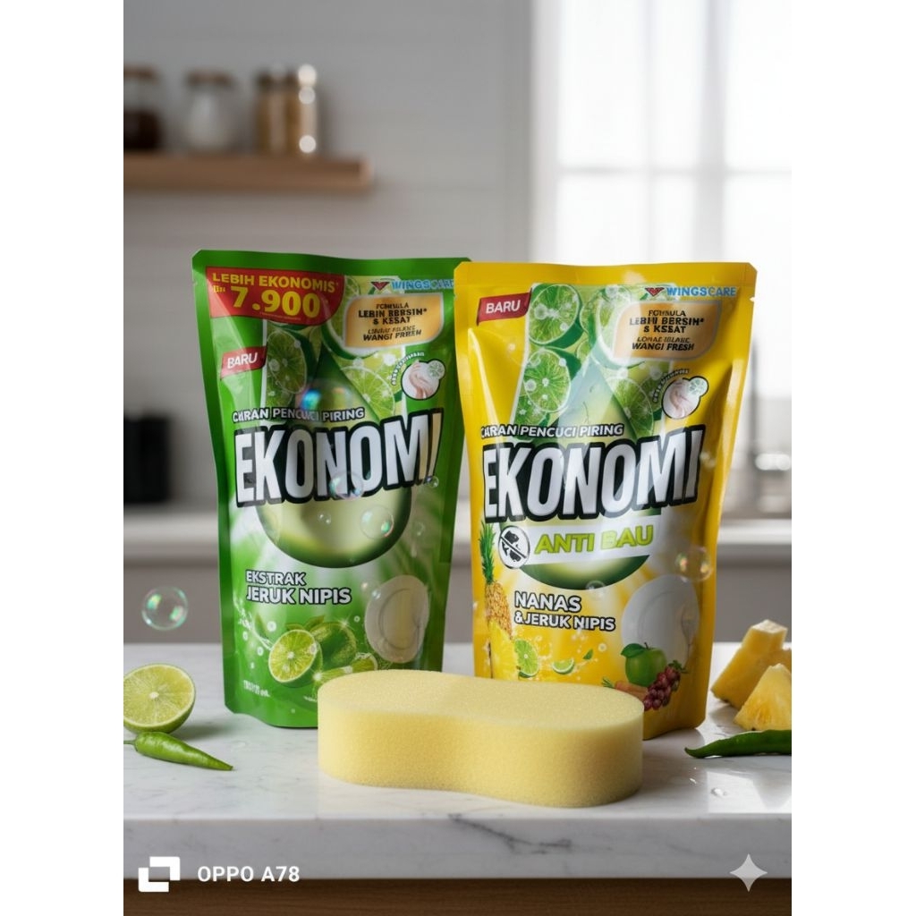 2 pics (sabun cuci piring ekonomi kemasan 650 mil free spon)