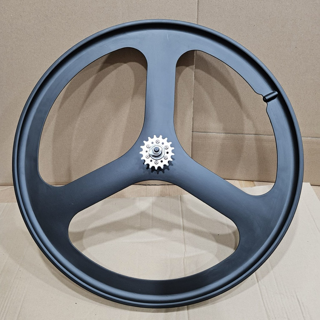 Wheelset Belakang Fixie MAGNITUDO 3 Spoke Bahan Magnesium Alloy Warna Hitam Doff