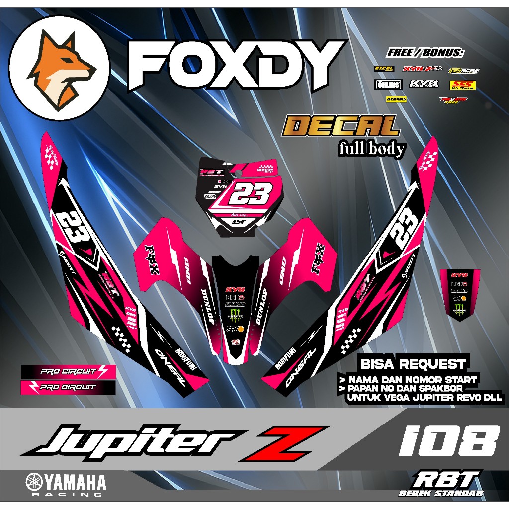FOXDY Stiker DECAL MOTOR JUPITER Z FULL BODY SUPERMOTO RBT NEW FD108 RBT