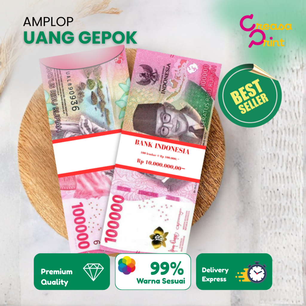 Creasa Print -  Amplop Lebaran THR Motif Uang  |  Amplop Lucu Lebaran  | Amplop Bentuk Uang  | Amplo
