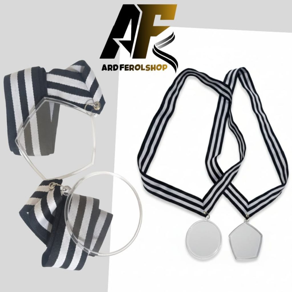 Bahan Medali Insert Paper Kosongan Lengkap Tali Pita Mendali Akrilik Bulat Bening Wisuda Kelulusan