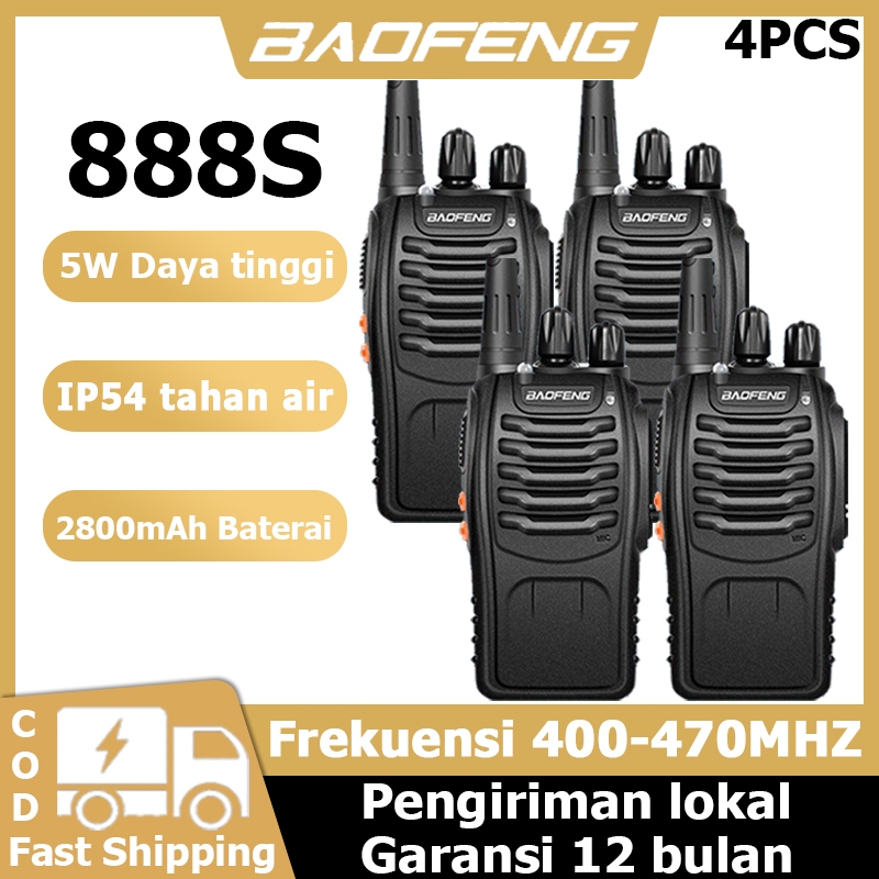 [4PCS] Baofeng Walkie Talkie BF 888S Jarak Jauh 10km(Max) 2800mAH HT Wlan UHF 2 Units Handy Talky Wa