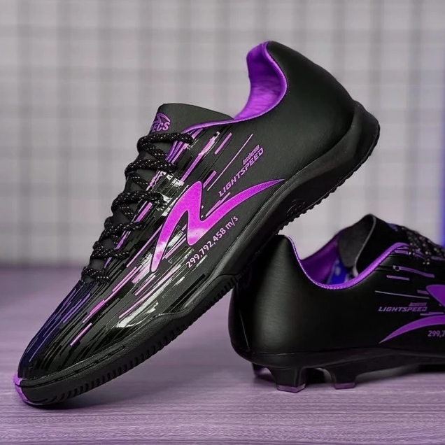 Extra Sale  Sepatu Futsal Specs Acceleratoe Lightspeed Reborn IN - Black Purple Terbaru Pria Cod Bay