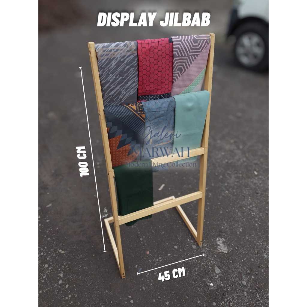 Display Hijab Gantungan Hijab Kayu Minimalis Rak Hijab Serbaguna