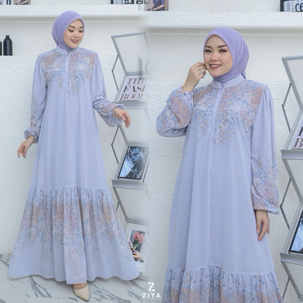 SHAFA DRESS By ZIYA ~ Gamis Ceruty Babydoll Premium Motif Bunga Kecil