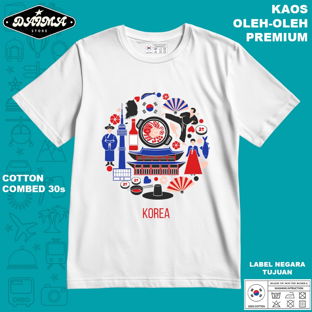 KAOS OLEH OLEH KOREA 7 PAKAI TAG LABEL KOREA ASLI BAJU SOUVENIR PREMIUM GIFT