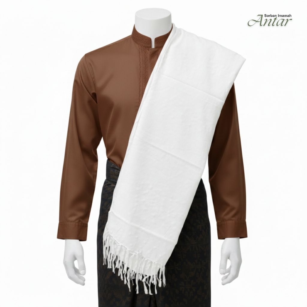 Sorban Putih polos Gus Azmi Panjang 2 Meter Imamah Premium Bahan Cotton 100%