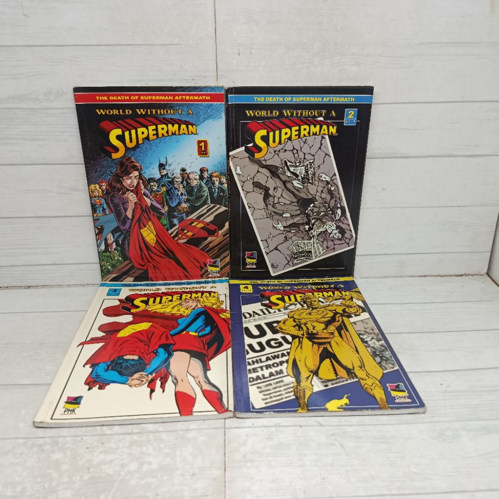 Paket 4 komik The Death of Superman Aftermath World Without A Superman 1 of 4 PMK comics Bahasa Indo