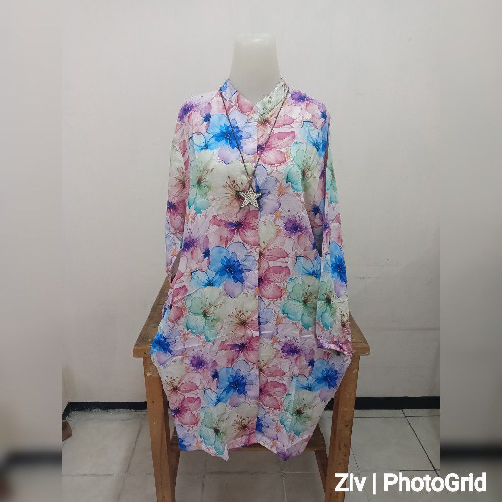 TUNIK WANITA MOTIF BUNGA KATUN RAYON T1626