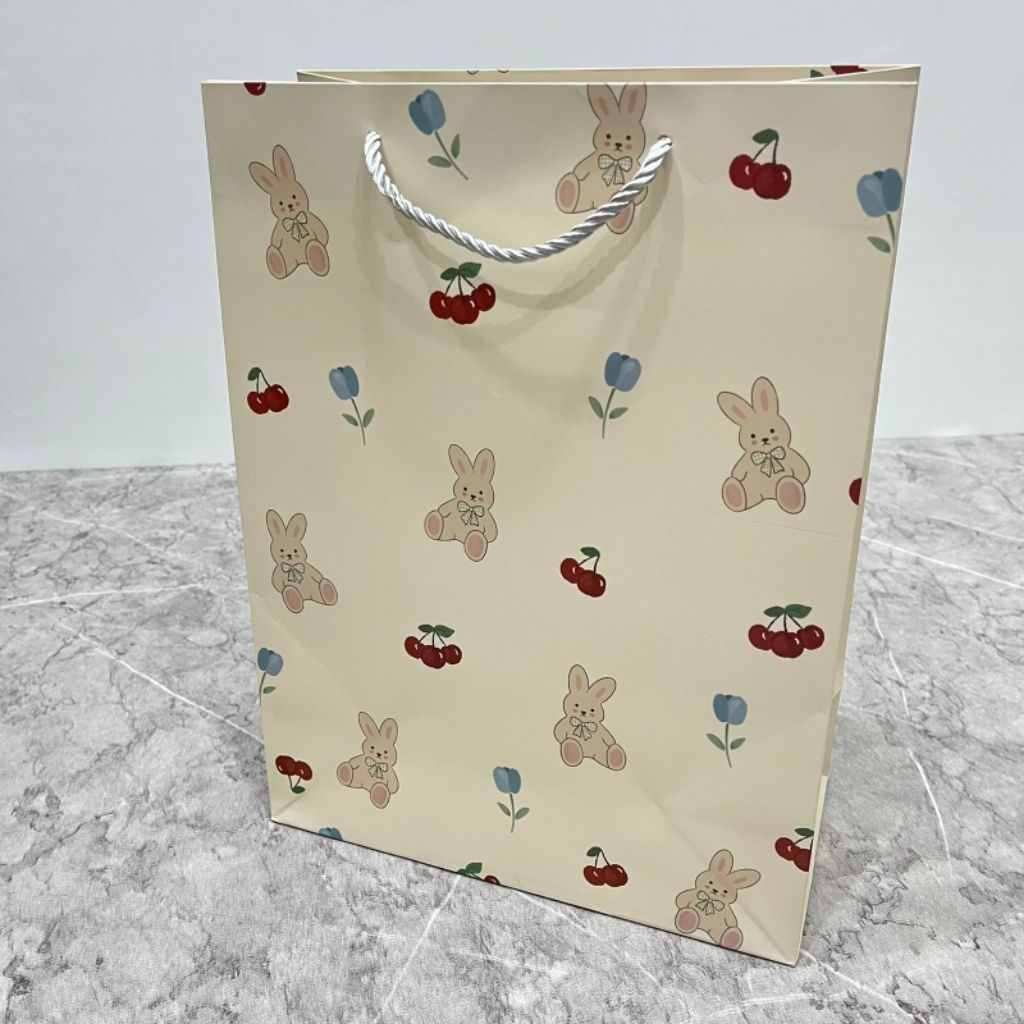 Paper Bag Tebal Kelinci Cherry Bunny Tas Kertas Serbaguna Unik