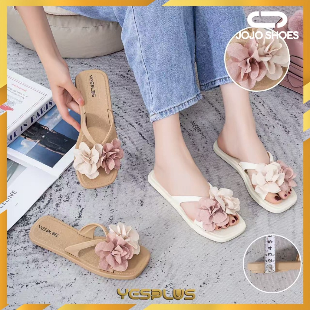 [JOJO SHOES] Sendal Slop Bunga Bahan Jelly Wanita Teplek Import Fashion 657