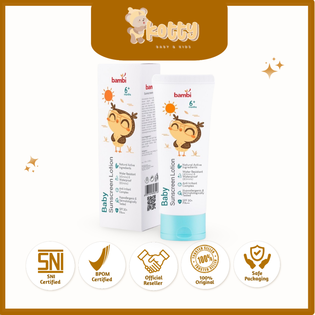 BAMBI Baby Sunscreen Lotion 100ml | Lotion Sunscreen Bayi & Anak SPF 30+++