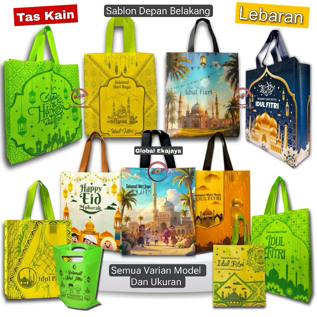 Tas Kain Spunbond Goodiebag Lebaran IdulFitri Ukuran Sedang Besar Jumbo Godybag Totebag Hampers THR