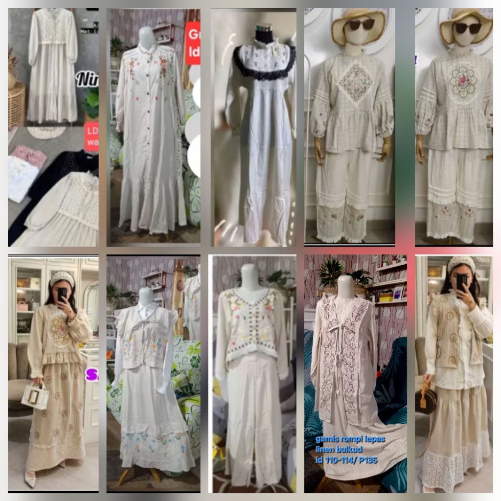 SERBA BULKUD MEIJI/ GUMI- GAMIS LINEN BULKUD BORDIR ROMPI-MIDI - SETROK-SET CELANA MEIJIWANG