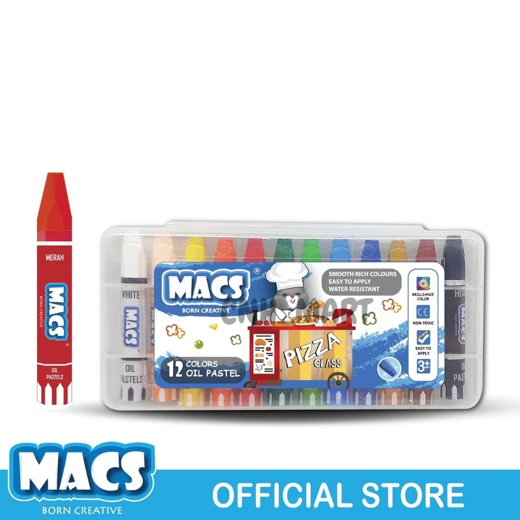 Crayon Macs 12 Warna - Macs Crayon Oil Pastel 12 Color - Crayon 12 Macs Color Harga 1 Pak