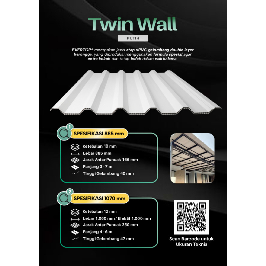 Atap uPVC Setara Alderon Double Layer Twinwall Evertop | Atap uPVC Evertop | Solusi Terbaik Projek A
