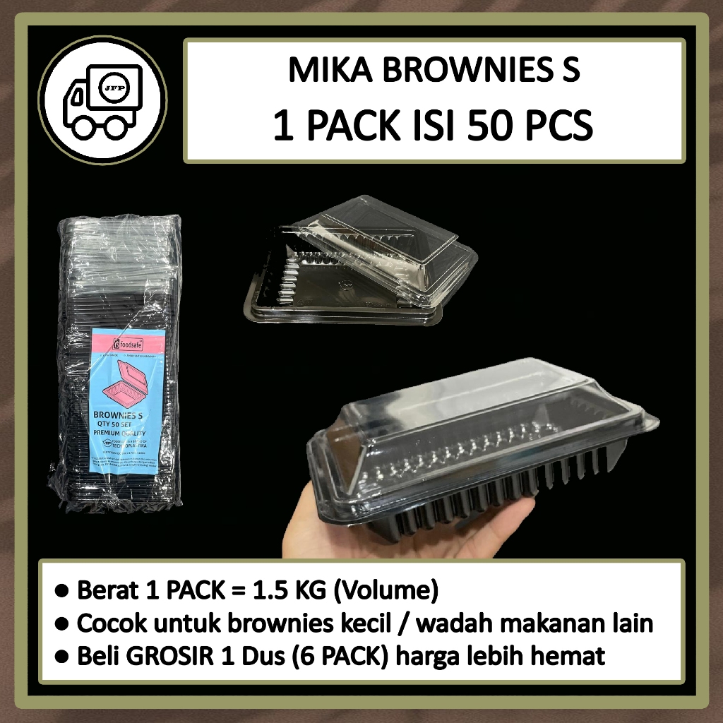 Mika Tray Brownies S Kecil isi 50 pcs / Mika Kotak Kue Brownies S