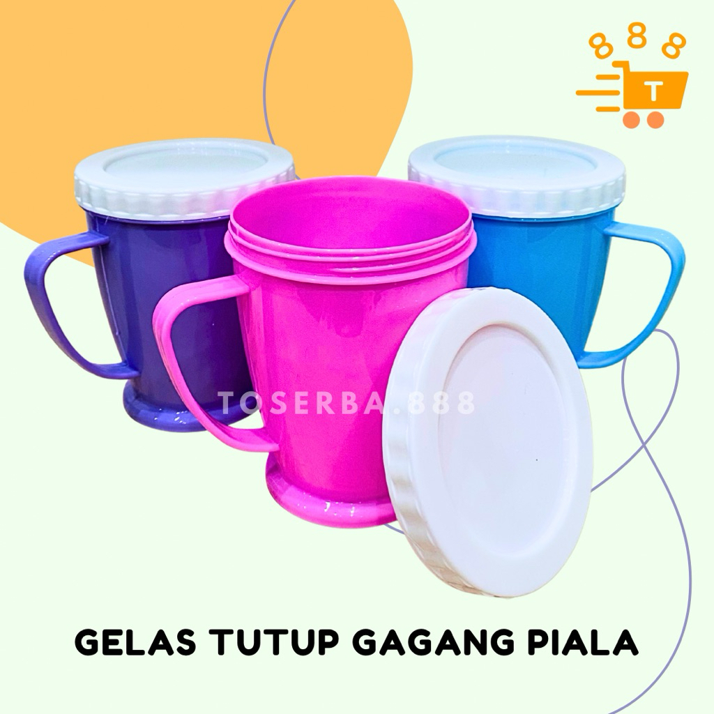 Mug Tutup Ulir Gagang Piala Cangkir Plastik Anti Tumpah Foodgrade Murah Premium