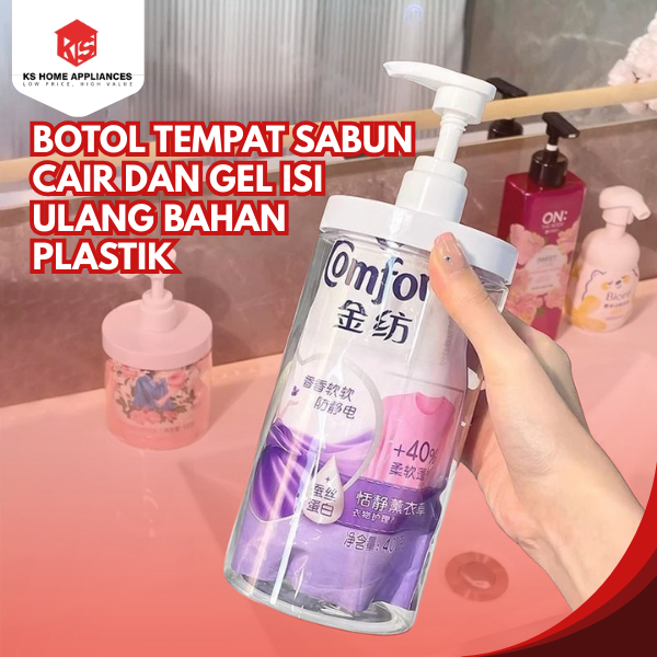 KS Botol Tempat Sabun Cair dan Gel Isi Ulang Bahan Plastik