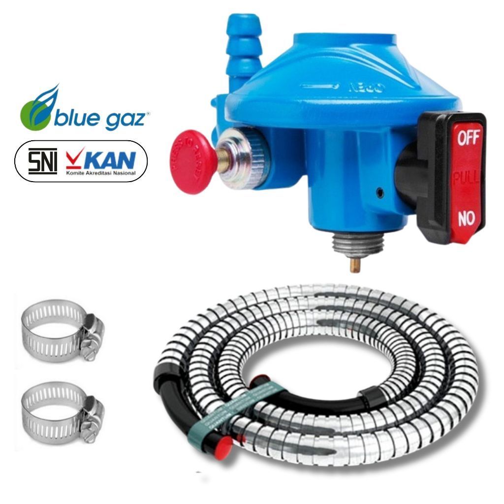 PAKET HEMAT Regulator + Selang BLUE GAS GAZ LPG Bagus Aman Murah SNI