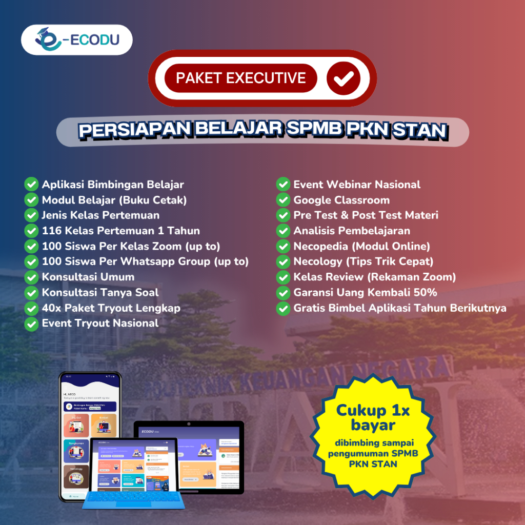 ECODU PAKET BELAJAR KELAS INTENSIF STAN IPDN UTBK STIS + BUKU