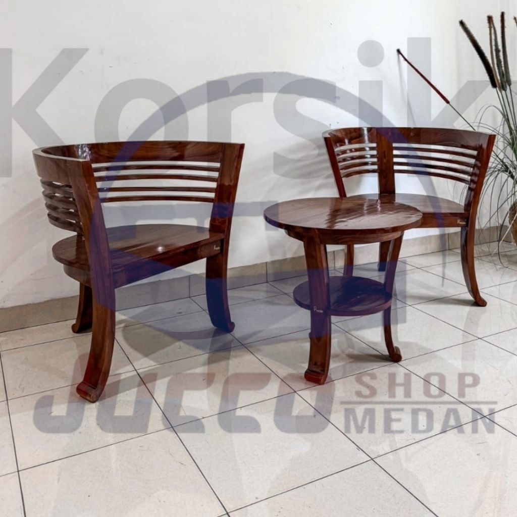 [ Golden Furniture ] Kursi Teras Kayu Jati Minimalis - Kursi Teras Set Free Meja - Kursi Tamu Jepara