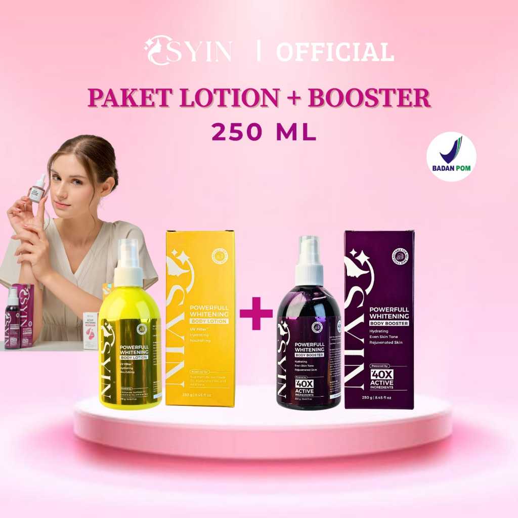 PAKET Powerfull Body Lotion 250ml + Powerfull Body Booster 250ml Osyin Glow