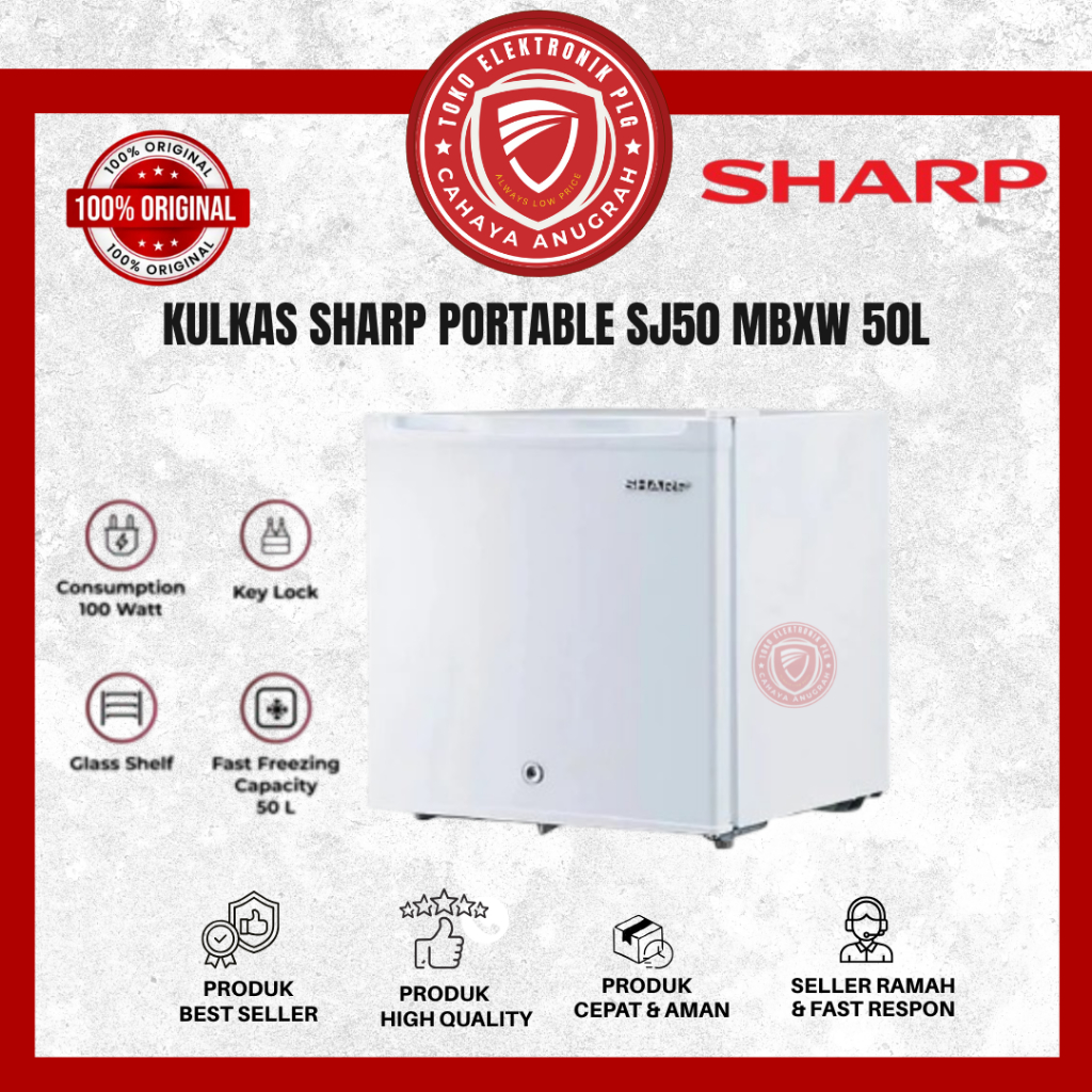 Kulkas Sharp Portable 50L - SJ50MBXW Kulkas Mini Garansi