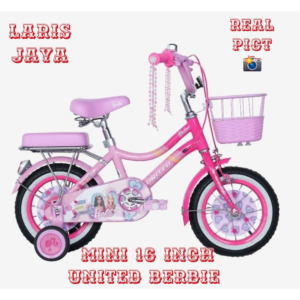 Sepeda Anak Perempuan mini 16 inch  UNITED BRIONA Dan United Berbie Keranjang  BY UNITED TERBARU