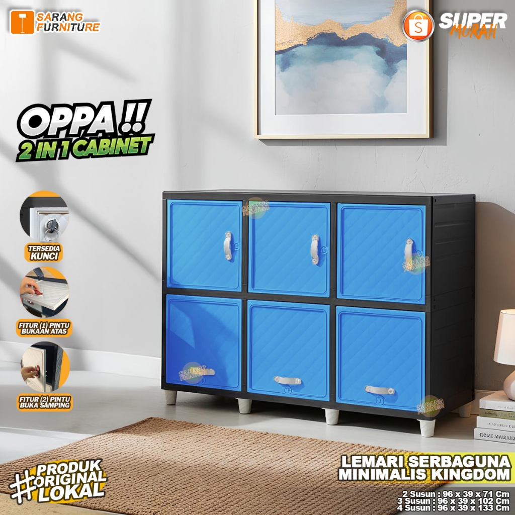 Lemari Serbaguna Lemari Minimalis - Kingdom OPPA 2 In 1 Cabinet Lemari Plastik Buffet TV Rak TV