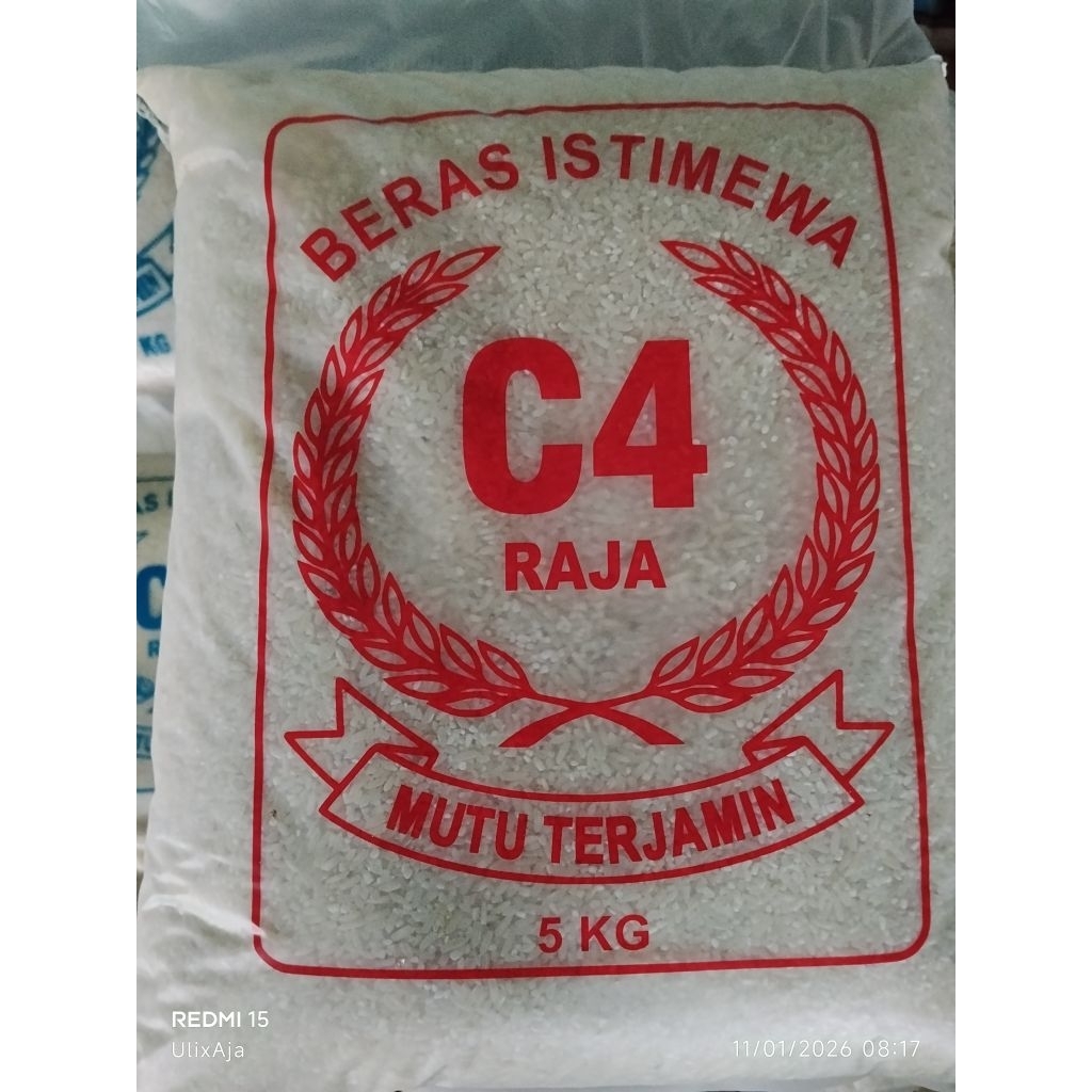Beras 5kg | Patahan Menir Utuh | Pulen Kurang Putih | C4 Merah