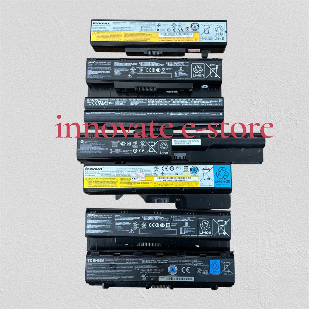 Baterai Battery Laptop 6 Cell Bekas Rusak Mati Drop