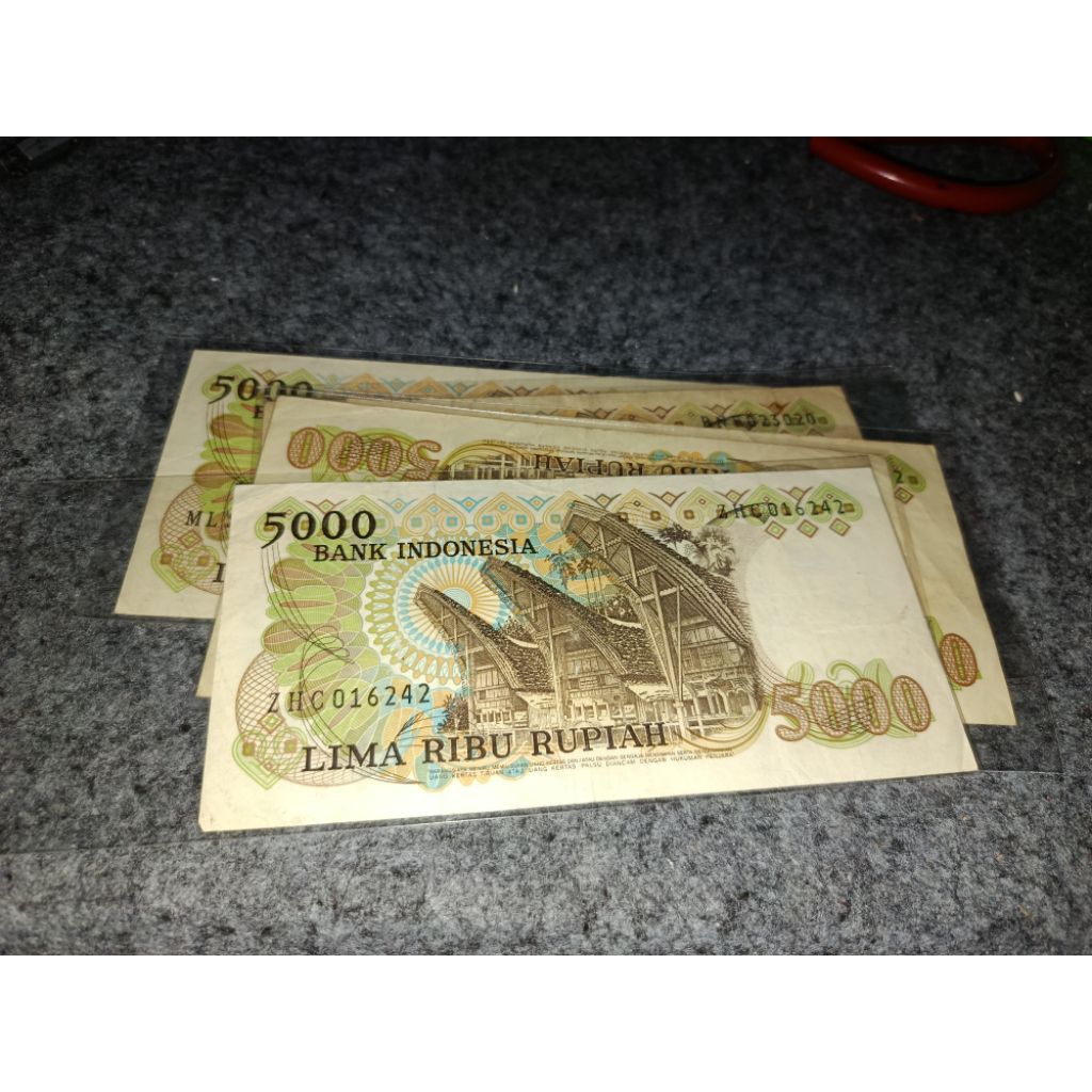 uang kertas kuno 5000 asah intan