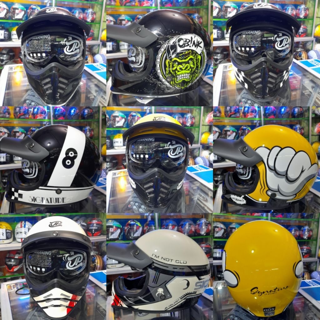 HELM FULL FACE JP RETRO SIGNATURE || HELM CAKIL ORIGINAL